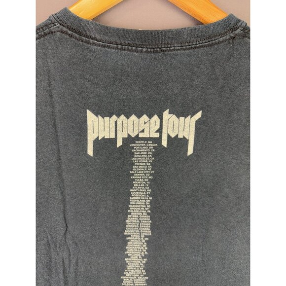 Vintage Y2K Justin Bieber Purpose Tour Youth Medium Black Faded Tee Shirt - Picture 6 of 12